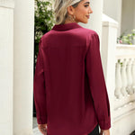 Zeagoo Women's Satin Blouse Elegant V-Neck Silk Blouse (DE Only)