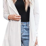 Hooded Long Cardigans Maxi Cardigan with Hood Open Front Lightweight Duster Coat with Pocket - Zeagoo (Us Only)