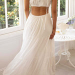 Sleeveless Open Waist Panel Layered Long Swing Dress