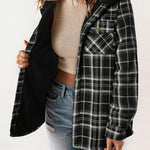 Zeagoo Womens Plaid Shacket Jacket Long Sleeve Fleece Hooded Jackets