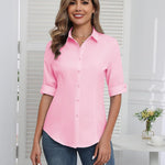 Zeagoo Womens Button Down Shirts 3/4 Sleeve Tops