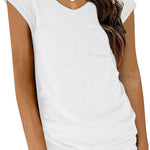 Zeagoo Women's V-Neck Short Sleeve T-Shirt with Pocket Top (DE Only)