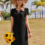Zeagoo Women's Summer Round Neck Floral Shirt Dress (DE Only)