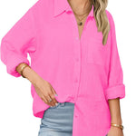 Zeagoo Womens Linen Button Down Shirts Long Sleeve Cotton Tops (US Only)