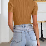 Zeagoo Womens Short Sleeve T Shirts 2024 Summer Casual Knit Slim Fit Trendy Basic Cute Sweater Tops