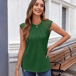 Zeagoo Women's Lace Cap Sleeve Tops Pleated Tank Tops