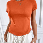 Zeagoo Womens Basic T-Shirts Crewneck Short Sleeve Curved Hem Summer Crop Tops Fitted Tees Y2k Clothing