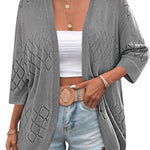 Zeagoo Womens 2024 Lightweight Crochet Cardigan Sweaters Open Front 3/4 Sleeve Knit Kimono Summer Boho Cover Up