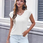 Zeagoo Women's V-Neck Short Sleeve T-Shirt with Pocket Top (DE Only)