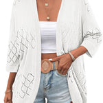 Zeagoo Womens 2024 Lightweight Crochet Cardigan Sweaters Open Front 3/4 Sleeve Knit Kimono Summer Boho Cover Up