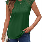 Zeagoo Women's Lace Cap Sleeve Tops Pleated Tank Tops