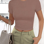 Zeagoo Women's T-Shirt Crew Neck Short Sleeve Crop Tops (DE Only)