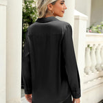 Zeagoo Women's Satin Blouse Elegant V-Neck Silk Blouse (DE Only)
