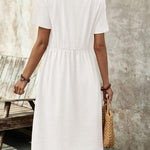 Zeagoo Womens Midi Dress Short Sleeve A-Line Cotton Linen Dress