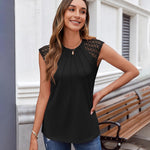 Zeagoo Women's Lace Cap Sleeve Tops Pleated Tank Tops