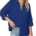 Zeagoo Womens Linen Button Down Shirts Long Sleeve Cotton Tops (US Only)