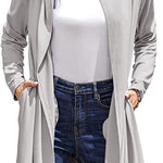 Hooded Long Cardigans Maxi Cardigan with Hood Open Front Lightweight Duster Coat with Pocket - Zeagoo (Us Only)