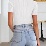 Zeagoo Womens Short Sleeve T Shirts 2024 Summer Casual Knit Slim Fit Trendy Basic Cute Sweater Tops