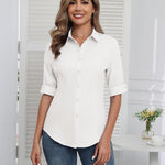 Zeagoo Womens Button Down Shirts 3/4 Sleeve Tops