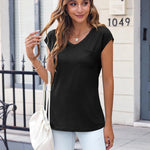 Zeagoo Women's V-Neck Short Sleeve T-Shirt with Pocket Top (DE Only)