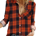 Zeagoo Women's Long Sleeve Button Down Flannel Shirts Plaid Shacket