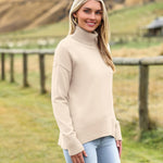 Zeagoo Women's Turtleneck Sweater Fall Winter Chunky Knitted Pullover