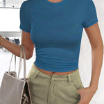 Zeagoo Women's T-Shirt Crew Neck Short Sleeve Crop Tops (DE Only)