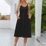Zeagoo Womens Elastic Sleeveless Cami A Line V Neck Sundress