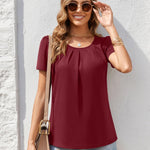 Zeagoo Women's Summer Elegant Crew Neck Floral Shirt (DE Only)