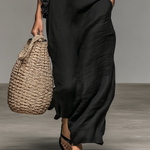 Women's Minimalist Linen-blend Sleeveless Maxi Dress With Ruffle Details