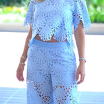 Eliose Scallop Cutout Embroidery Lace Short Sleeve Loose Top