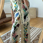 Flower jungle print casual two-piece set