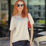 Zeagoo Womens Sweaters Short Sleeve Top