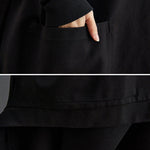 Urban Solid Color High-Neck High-Low Sweatshirt Top