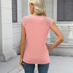 Zeagoo Women's Lace Cap Sleeve Tops Pleated Tank Tops