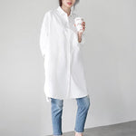 Urban Loose Solid Color Striped Lapel Blouse Top