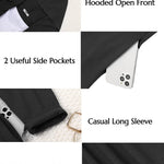 Hooded Long Cardigans Maxi Cardigan with Hood Open Front Lightweight Duster Coat with Pocket - Zeagoo (Us Only)