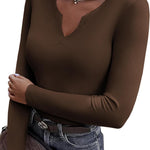 Zeagoo Womens Long Sleeve T Shirts V-Neck Slim Fitted Knit Top