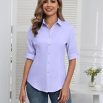 Zeagoo Womens Button Down Shirts 3/4 Sleeve Tops