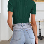 Zeagoo Womens Short Sleeve T Shirts 2024 Summer Casual Knit Slim Fit Trendy Basic Cute Sweater Tops
