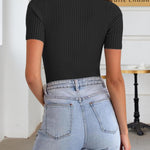 Zeagoo Womens Short Sleeve T Shirts 2024 Summer Casual Knit Slim Fit Trendy Basic Cute Sweater Tops