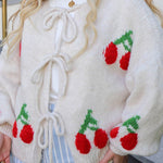 Cherry Embroidered Cardigan Sweater