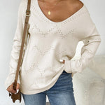 Zeagoo Womens Sweaters Long Sleeve Shirts Off Shoulder Crochet