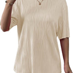Zeagoo Womens Oversized T-Shirt Summer Casual Tops Short Sleeve Textured Shirts Fashion Loose Fit Tee Tops 2024