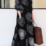Cotton linen long sleeve simple loose casual long section