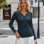 Zeagoo Womens Long Sleeve T Shirts V-Neck Slim Fitted Knit Top