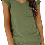 Zeagoo Women's V-Neck Short Sleeve T-Shirt with Pocket Top (DE Only)