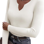 Zeagoo Womens Long Sleeve T Shirts V-Neck Slim Fitted Knit Top