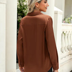 Zeagoo Women's Satin Blouse Elegant V-Neck Silk Blouse (DE Only)