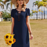 Zeagoo Women's Summer Round Neck Floral Shirt Dress (DE Only)